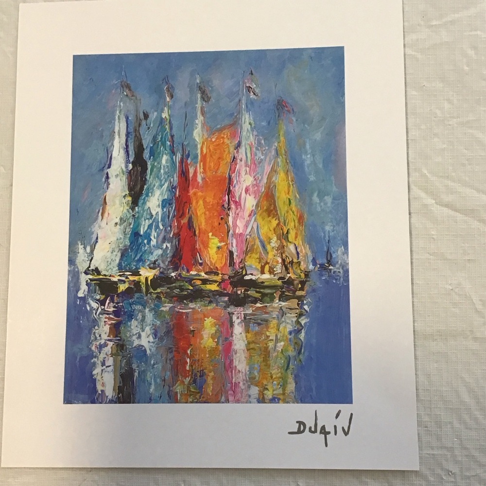 Vibrant Sailboat Art Lithograph by Duaiv